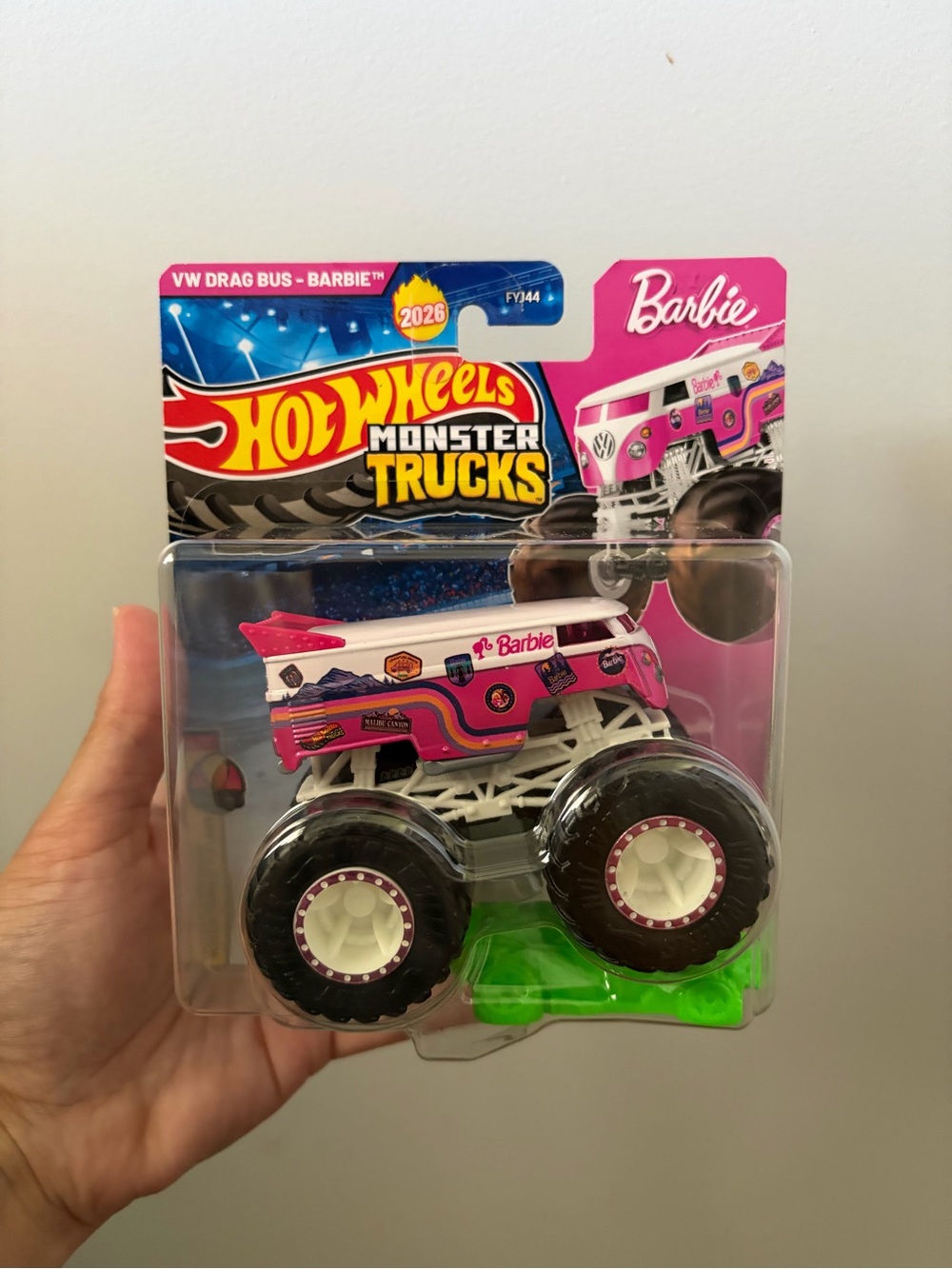 NIB | Hot Wheels Monster Trucks | 2026 Barbie VW Drag Bus 1:64